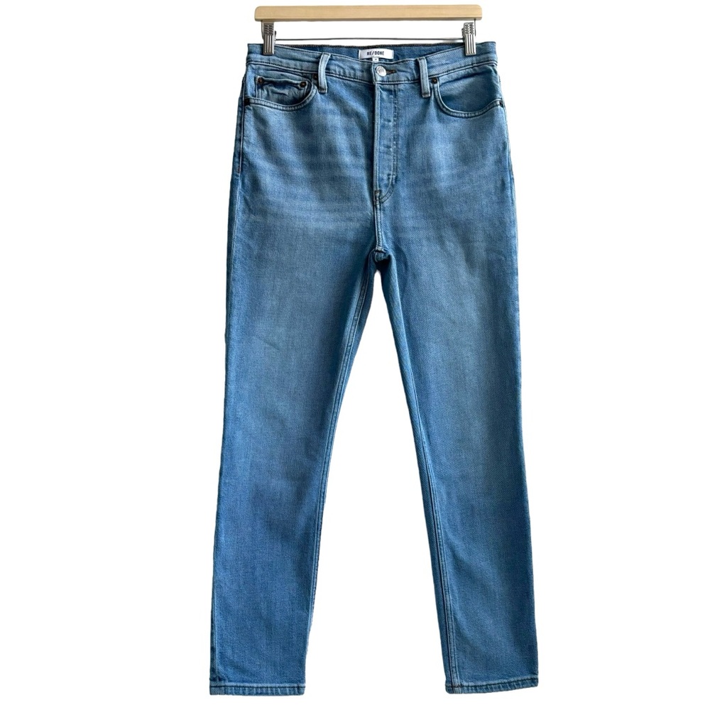 Redone 90’s High Rise Ankle Crop Button Fly Blue Denim Jeans 29